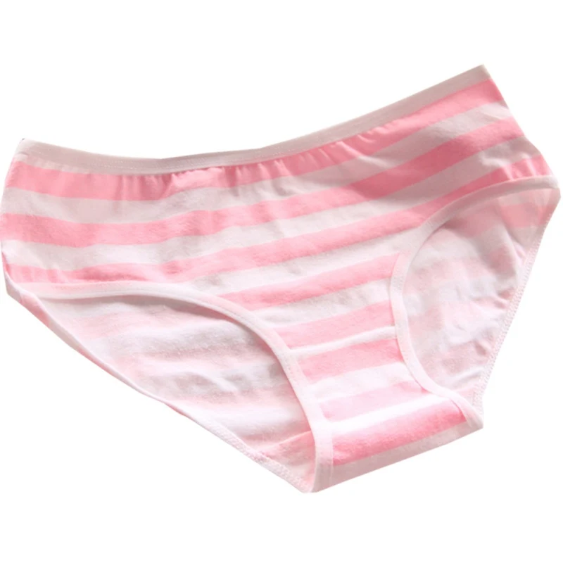 Pink Женское нижнее белье Харадзюку, полосатые хлопковые трусы для девочек, модные полосатые трусики, милые сексуальные трусы Хацунэ Мику, нижнее белье, интимное белье - Цвет: Pink