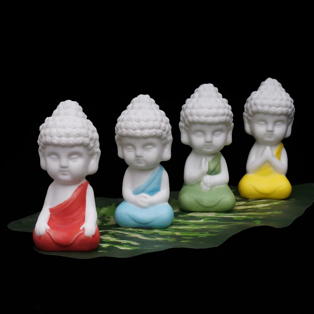 small buddha statue monk figurine tathagata India Yoga Mandala tea pet purple ceramic crafts decorative ceramic ornaments