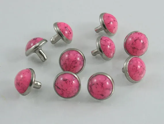1000 sets. Pink Turquoise Rivets Studs Decorations Findings 9 mm.