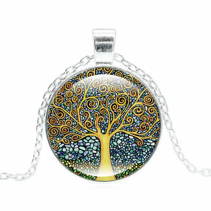 12 стилей Древо жизни кулон ожерелье стекло ручной работы кабошон картина DIY