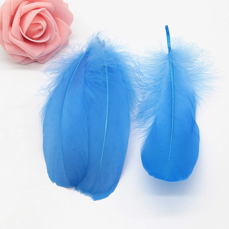 Lake blue 50pcs Разноцветные Шлейфы Лебедь Feathers10-15cm гусиное перо сценический шлейф Ловец снов промытый гусиный пух пушистый шлейф для свадьбы 50 шт - Цвет: Lake blue 50pcs