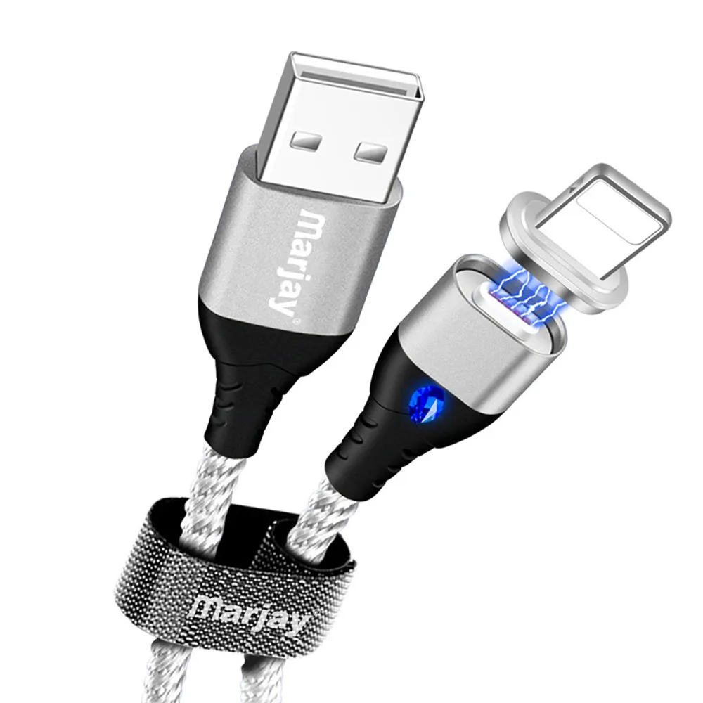 Silver for iPhone Marjay Магнитный кабель Micro USB для samsung type C 5A Быстрая Зарядка Кабели для iPhone X 8 7 Магнит USB C зарядное устройство кабель для huawei - Цвет: Silver for iPhone