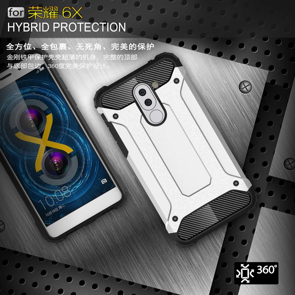 For Huawei Honor 6x Back Cover Dual Layer Hard PC &amp Premium TPU Hybrid Shockproof Anti-Scratch Armor Protective Phone Cases |
