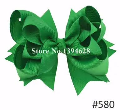 580emerald Твои банты 1 шт. 5 дюймов для девочек Однотонные бантики для волос Заколки для волос с бантом из ленты на каблуке высотой заколки для волос для детей Головные уборы Fastion женские аксессуары для волос - Цвет: 580emerald