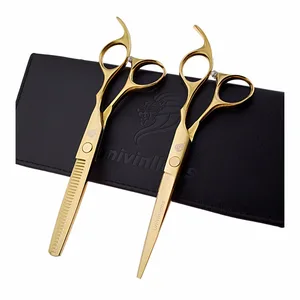 Парикмахерские ножницы из титана и золота, 6 дюймов