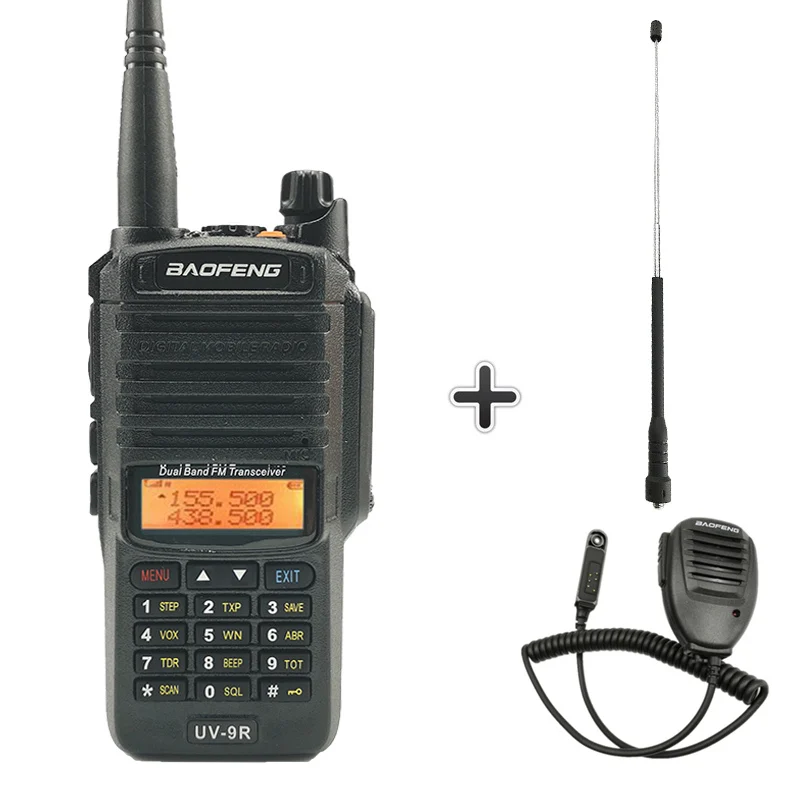 Add 1antenna 1mic Baofeng UV-9R IP67 водонепроницаемая рация Uhf Vhf Ham HF портативное радио UV 9R полицейское оборудование Walky Talky профессиональное UV9R - Цвет: Add 1antenna 1mic