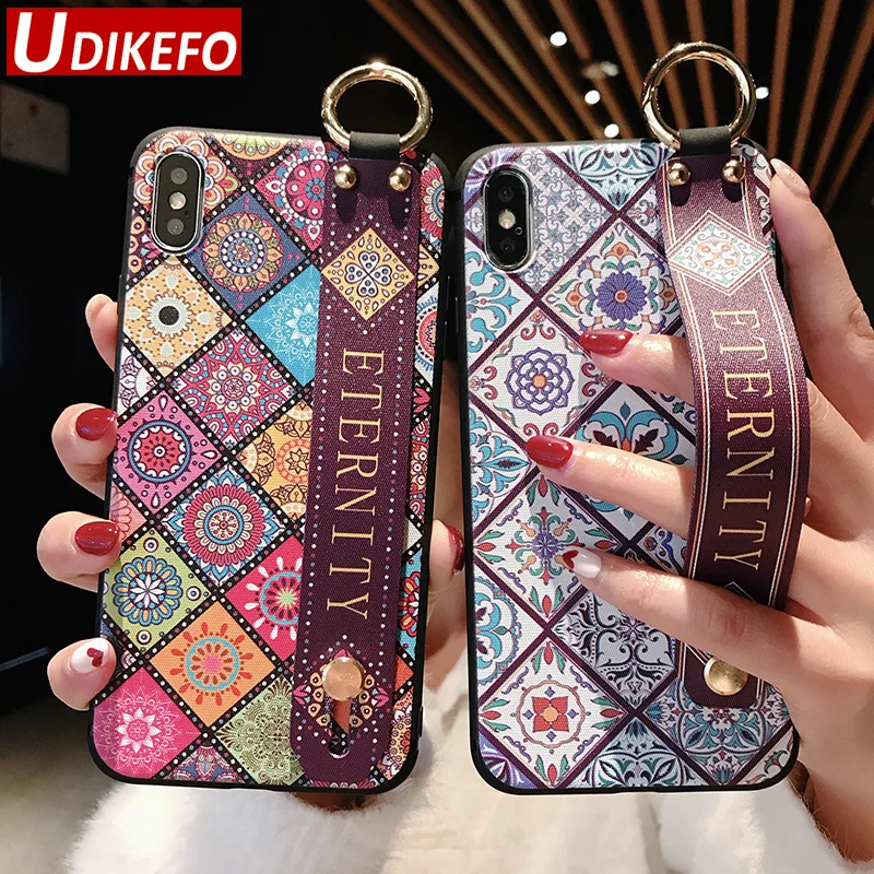 Чехол на запястье UDKEFO для Iphone X XR 5S SE 6 6S 7 8 Plus XS Max мягкий чехол из ТПУ роскошный с