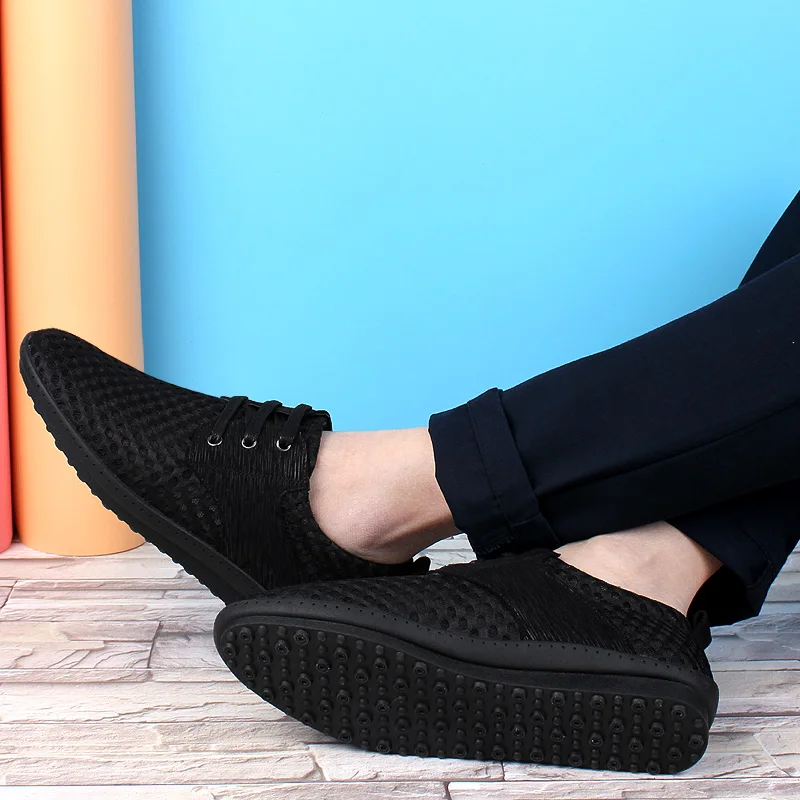 LuoDiRam Fashion Breathable Mesh Men Casual Shoes Light Weight Black | Обувь