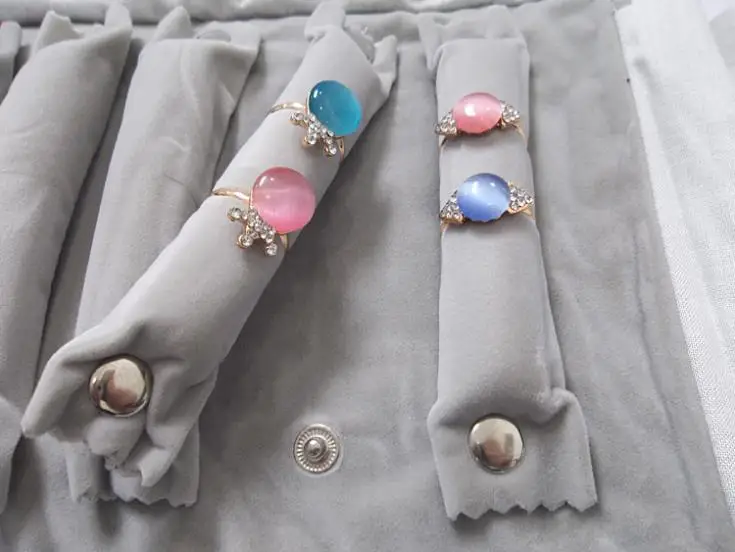 Портативная сумка для хранения ювелирных изделий из серого бархата складные