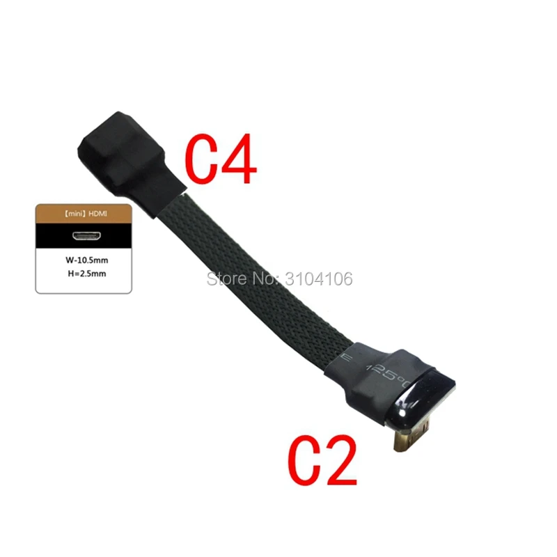 FPV мини HDMI адаптер Micro HDMI 5 см-50 см лента гибкой печатной платы на плоской подошве HDMI 2,0 экранированный кабель для аэрофотосъемка