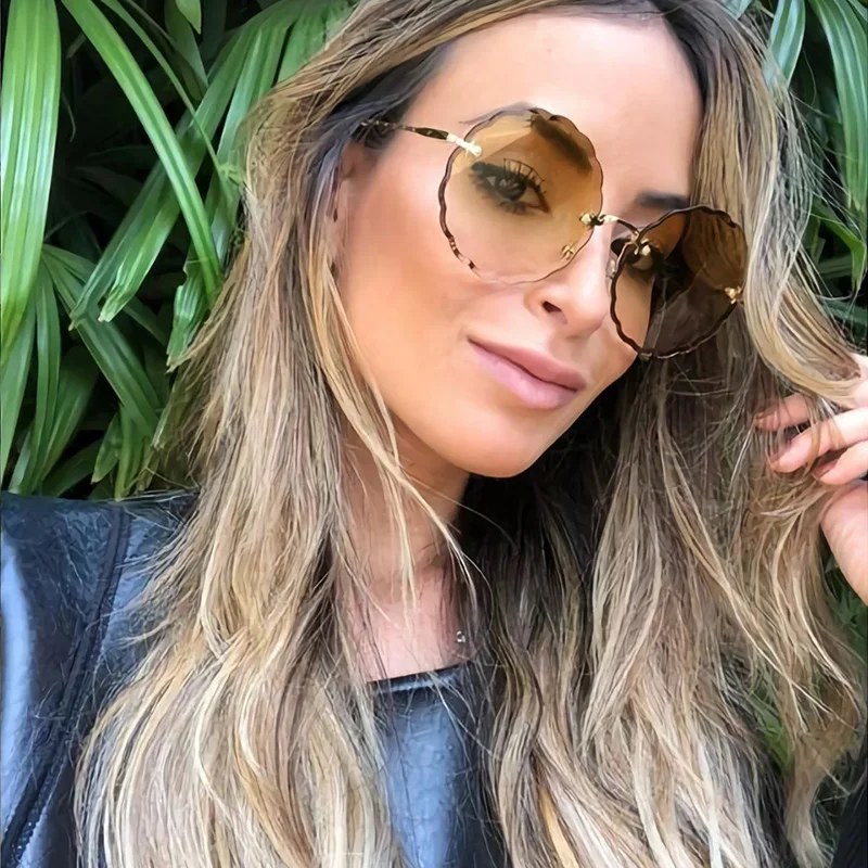 RFOLVE Модные солнцезащитные очки без оправы женские брендовые Ретро Круглые
