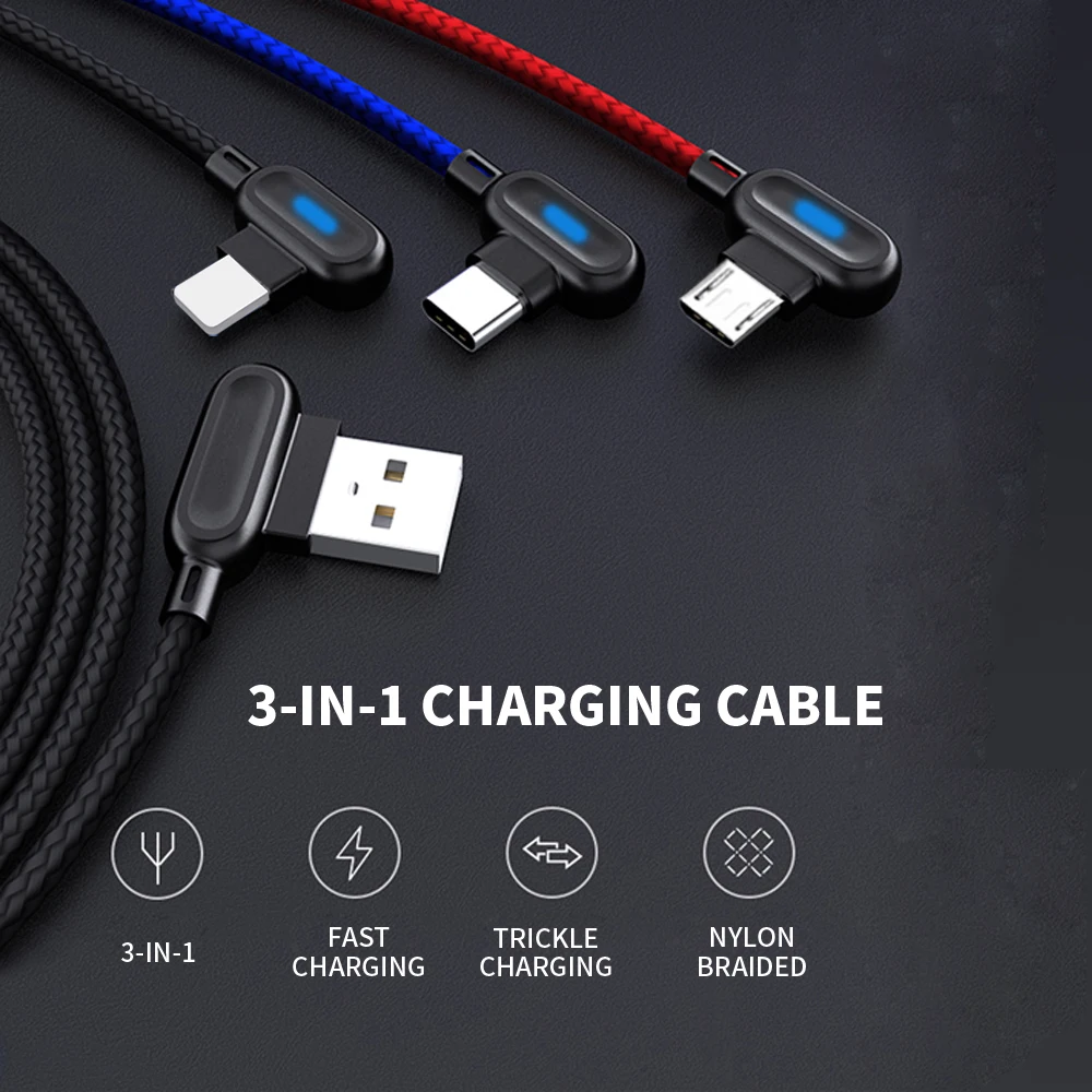 VOXLINK USB кабель 3 в 1 для iPhone XS Max XR X 8 7 зарядное устройство Micro Android TypeC samsung S9 S8