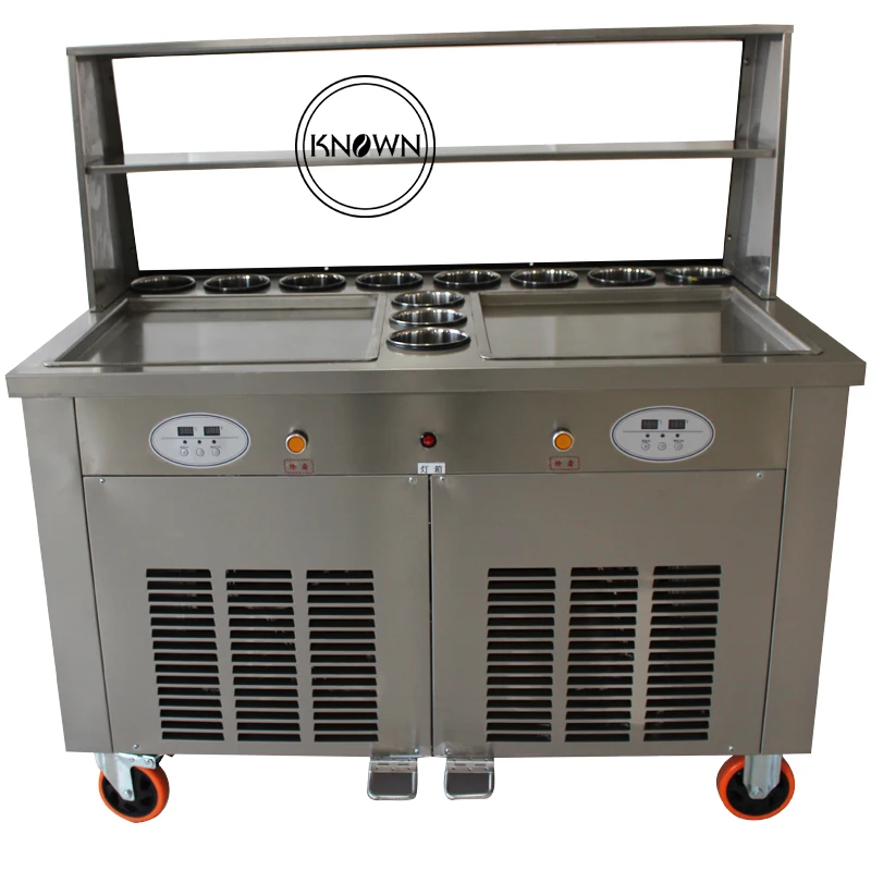 

Double Big Square Pans With 11 Tanks Of Fried Ice Cream Roll Machine With Rtified Stainless Steel