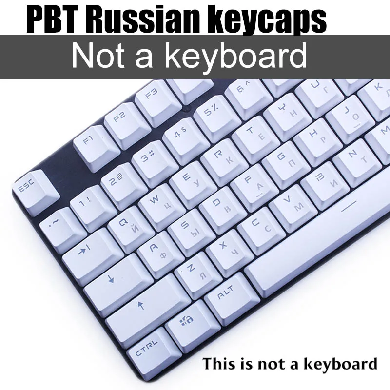 PBT Russian white PBT Русский Испанский Французский колпачки для механической клавиатуры MX переключатели DIY Замена прозрачная поддержка светодиодного освещения колпачки - Цвет: PBT Russian white