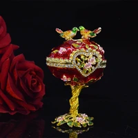 qifu handicraft creative red bird house metal jewelry holder