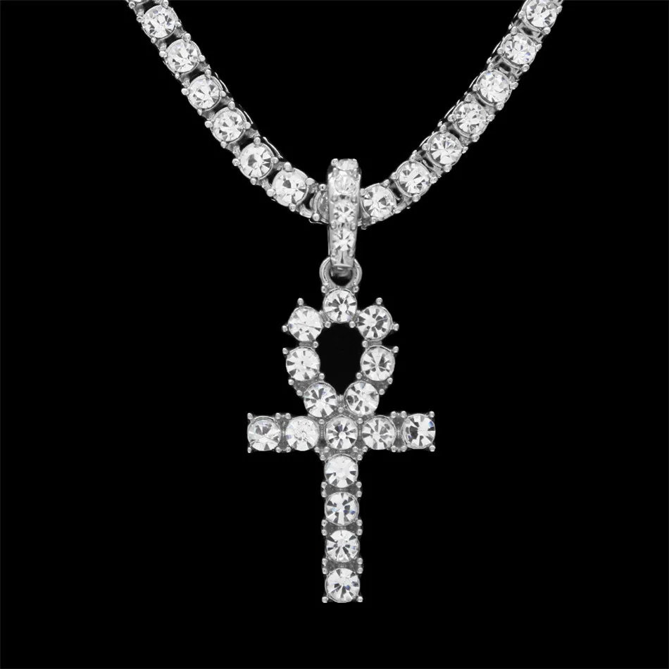 UWIN ожерелье АНК Египетские украшения хип-хоп стиль Iced Out Bling Стразы ключ к жизни египетский крест кулон с теннисными цепями