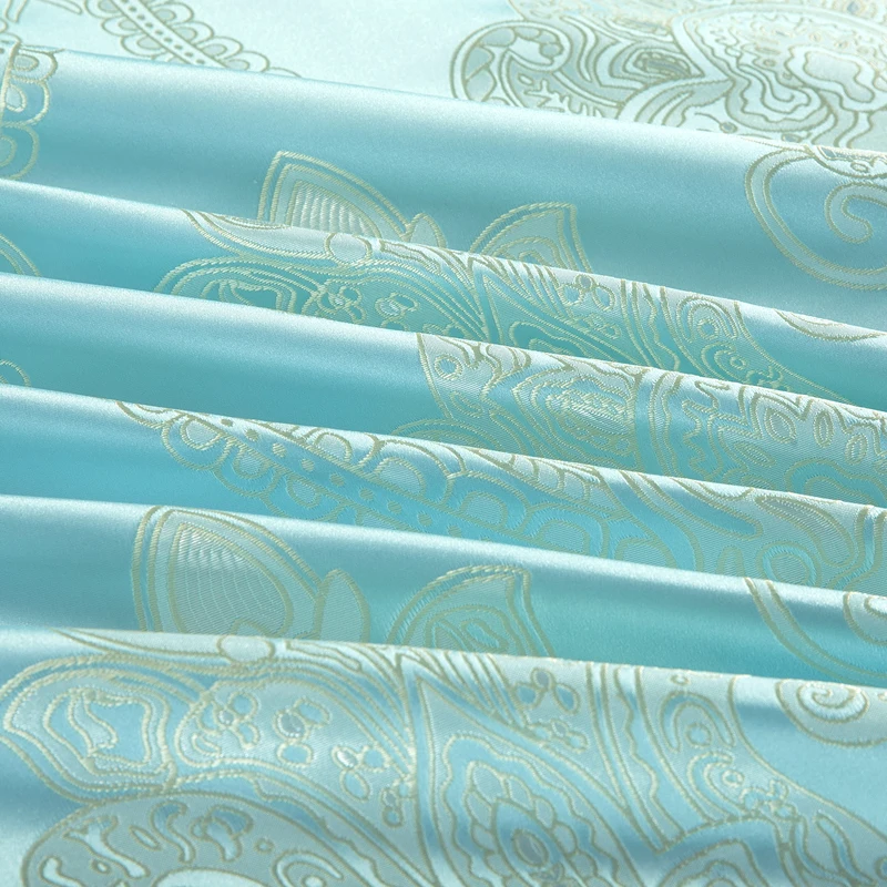 2018 Европейский озерно голубой комплект постельного белья из шелка и хлопка с