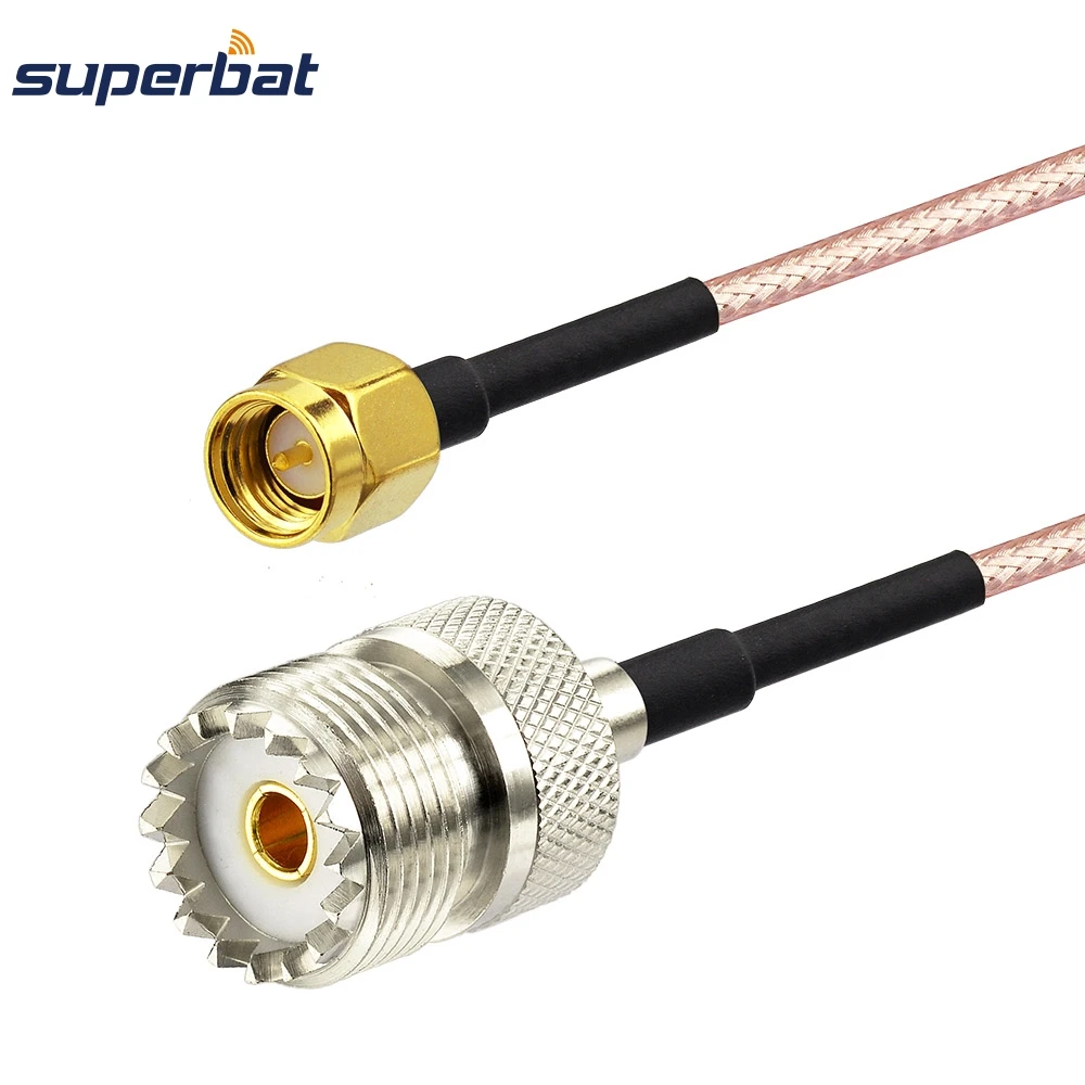 Superbat UHF PL259 SO239 Female to SMA Male Connector RF Pigtail RG316 Antenna Extension Cable 30cm for Wireless