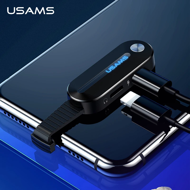 USAMS двойной адаптер для Lightning 2 в 1 аудио Зарядка iPhone X XS 7 8 + 3 5 мм 2A зарядка OTG