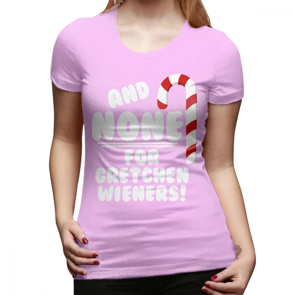 Футболка для девочек с надписью «No For Gretchen Wieners»; Рождественская футболка для девочек; Хлопковая женская футболка с принтом; Kawaii; женская футболка - Цвет: Розовый