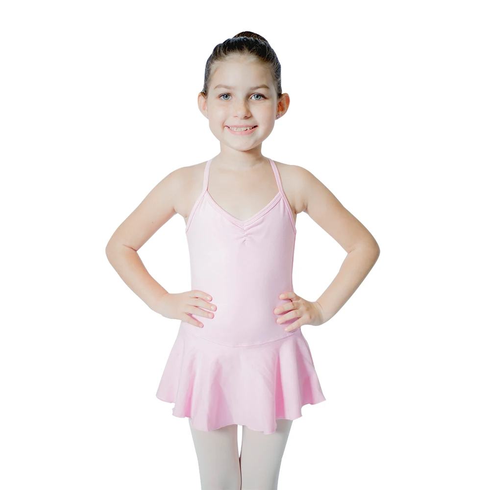 

Girls Light Pink Camisole Cross-Back Ballet Dancing Girls Leotard Dress Red Kids Modern Dance Costumes