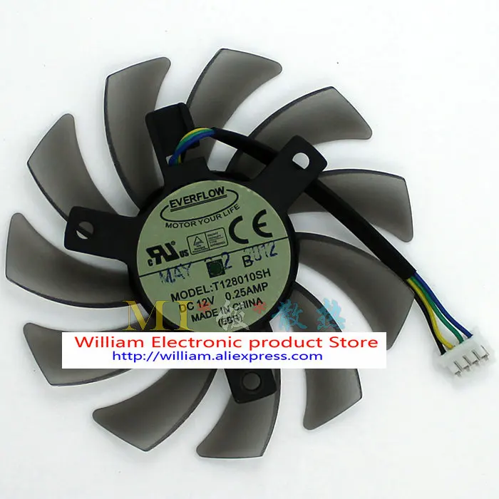 Новый оригинальный Графика карты вентилятор охлаждения T128010SH 12V 0.25A 4 провода термостат шаг 4,0 см диаметр 7,5 см FONSONING