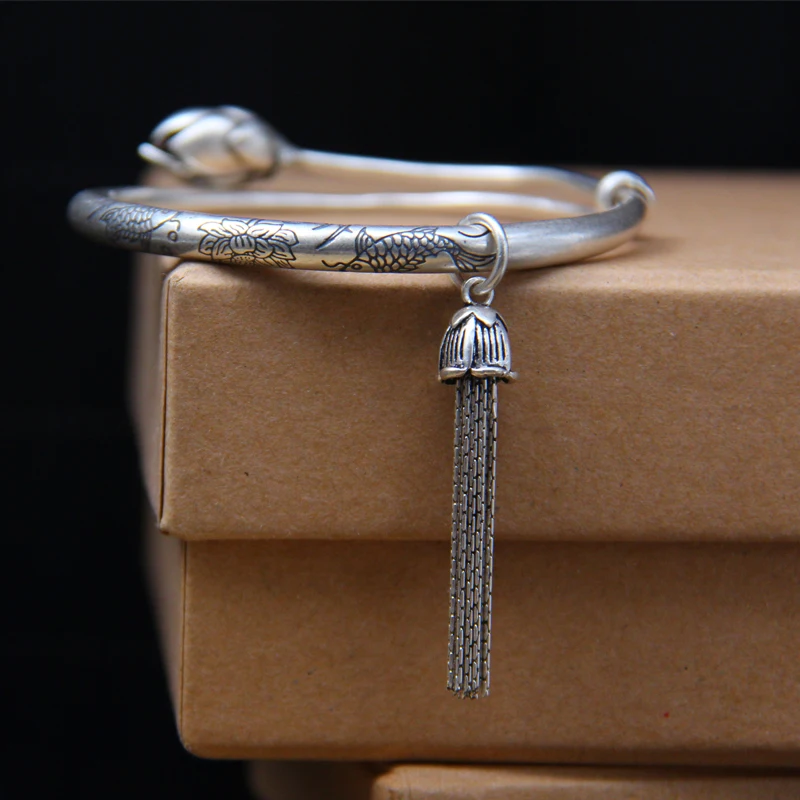 

Женский браслет ручной работы JINSE, браслет с кисточками в богемном стиле S990, резные украшения в виде рыбы лотоса для девушек, оптовая продажа