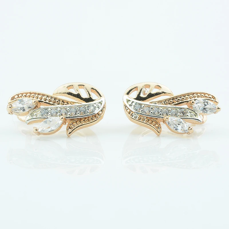 1 пара новых женщин 585 Роза цвет золотистый завод Кристаллические серьги