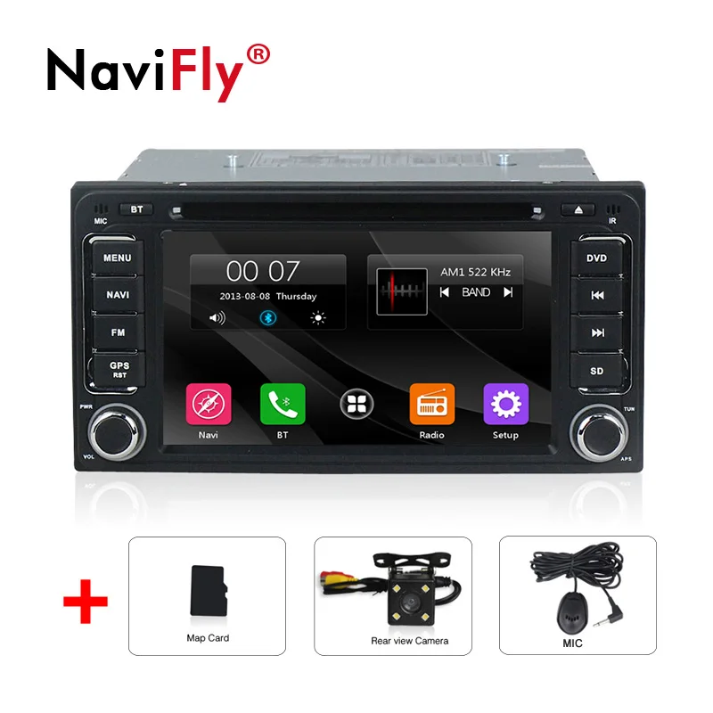 car dvd camara NaviFly 2 din Автомобильный Радио dvd-плеер gps навигация для Toyota Hilux VIOS Camry Corolla Prado RAV4 Prado автомобильный аудио стерео - Цвет: car dvd camara