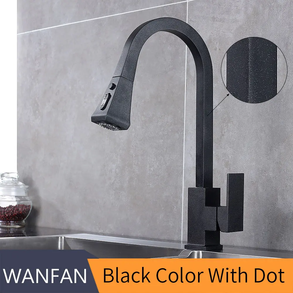 Black color with dot Смесители для кухни серебристые с одной ручкой выдвижной кухонный кран с одним отверстием поворотный кран с ручкой 360 градусов смеситель для воды смеситель 866399R - Цвет: Black color with dot