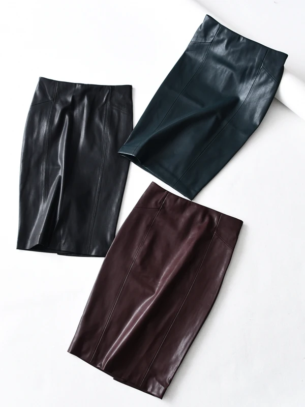 2019 весенняя и осенняя юбка из искусственной кожи с высокой талией Длинная