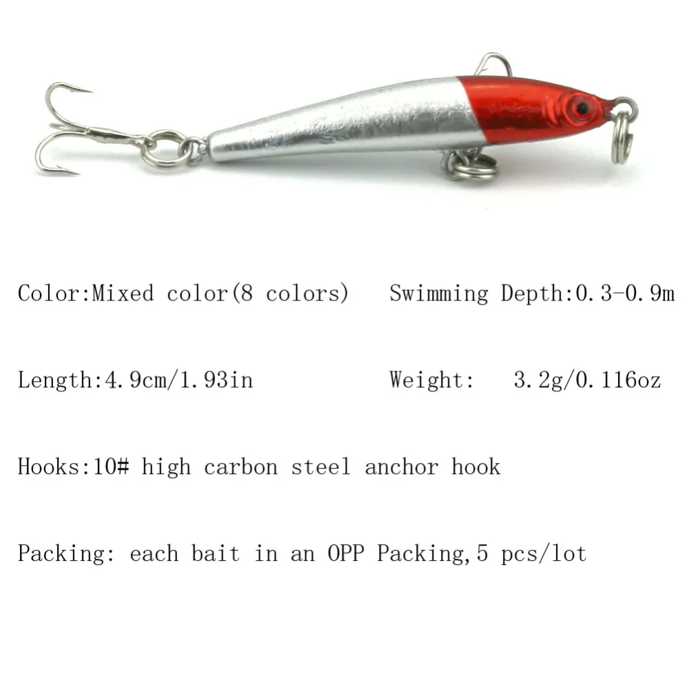 5 шт./партия рыболовные приманки 4 9 см/3 3 г|fishing lure lot|trout baitlure lot |