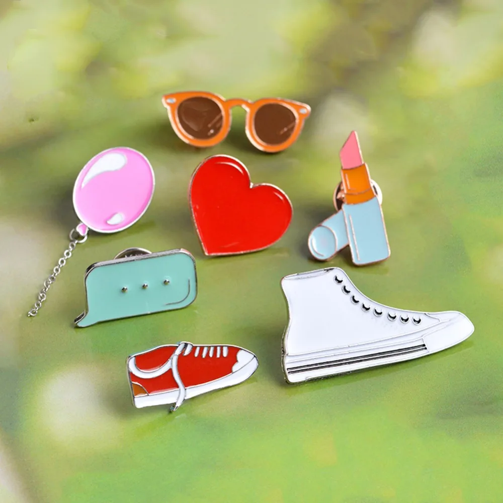Balloon Canvas Shoes Love Heart Sun Glasses Lipstick Brooch Stick Pins Hat Jeans Brooches Accessory Cool Jewelry #277058 | Украшения и