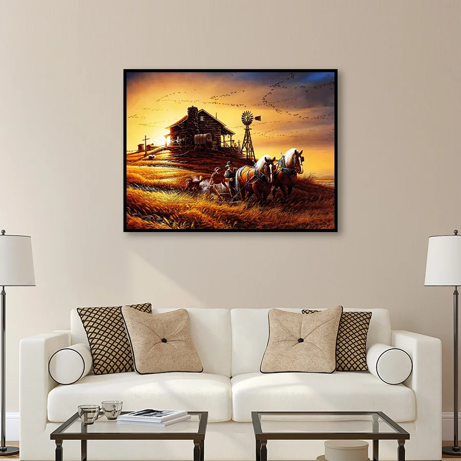 Наборы для вышивки крестом, наборы для вышивки с напечатанным рисунком, 11ct-холст для домашнего декора, пейзаж полный NCKS009