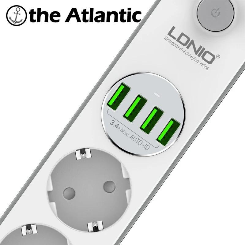 LDNIO все ЕС Великобритания Универсальный стандартный удлинитель с USB адаптером