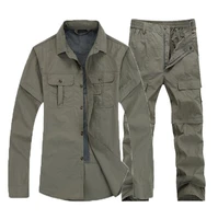 men shirt pants suits summer outdoor camping trekking fishing hiking cycling shirt breathable quick dry pants sports 2pcs sets