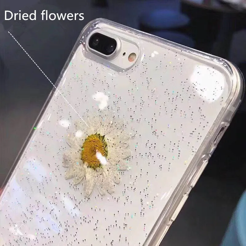 Flash Epoxy New Products For Iphone 66S 6P 78 78plus Xxs Xr Xsmax Dry Flower Transparent Fashion Drop Protection Cover |