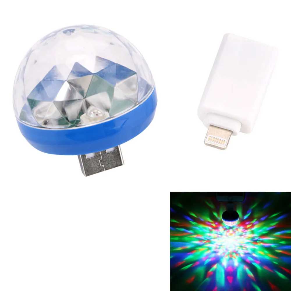 Портативный USB/Micro USB порт rgb диско подсветка лазерный свет мини кристалл магический шар эффект сценические огни для смартфона