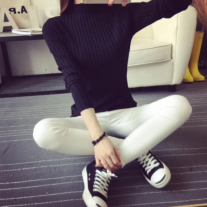 Женская трикотажная водолазка однотонный вязаный обтягивающий пуловер 2021 |