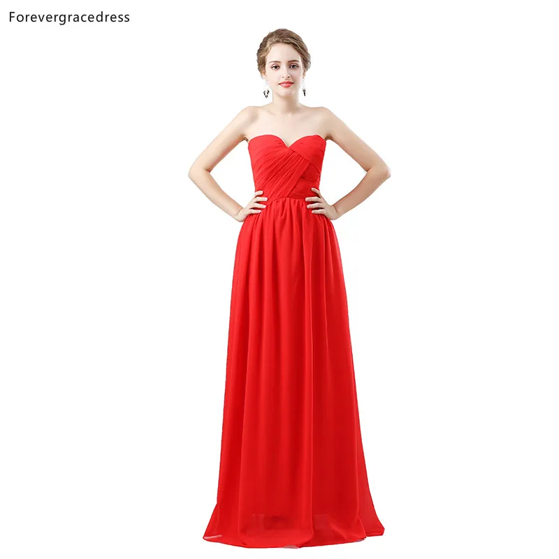 Женское платье подружки невесты Forevergracedress красное шифоновое трапеция для