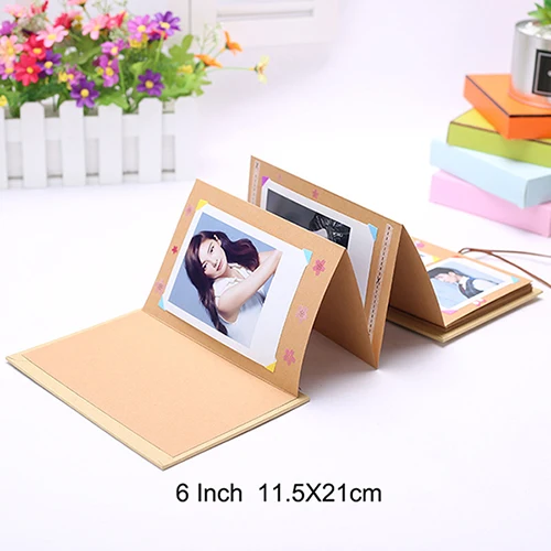 Album yellow 6 Inch Ручной работы твердый переплет крафт-бумаги складной фотоальбом фильм DIY Фотоальбом, 5 6 8 дюймов А4 юбилей скрапбук, Свадебный фотоальбом - Цвет: Album yellow 6 Inch