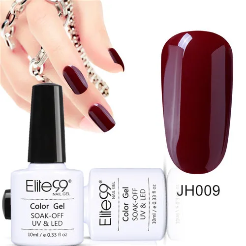 JH009 Elite99 10 мл Гель-лак для ногтей цвет красного вина Полупостоянный замачиваемый Светодиодный УФ Гель-лак для ногтей элегантный дизайн ногтей маникюр Гель-лак - Цвет: JH009