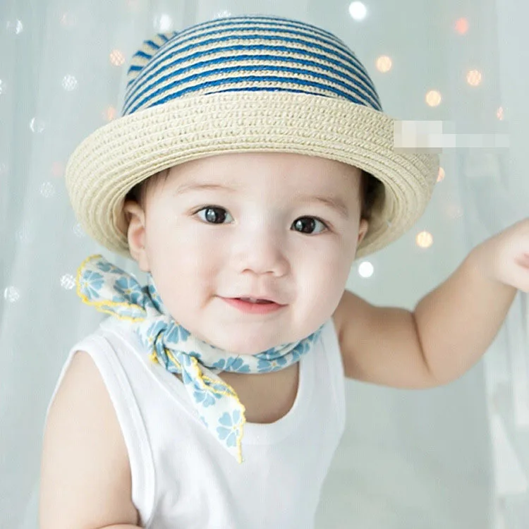 [DINGDNSHOW] новая модная полосатая пляжная соломенная шляпа от солнца с ушками летние