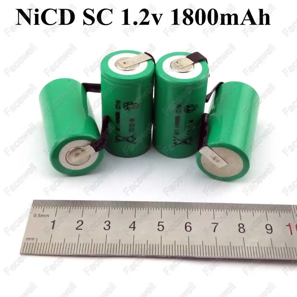 10 шт. бренд Sub C SC nicd 1 2 в 1800 мАч 20A ni cd sc перезаряжаемая батарея упаковка sub c cell subc для