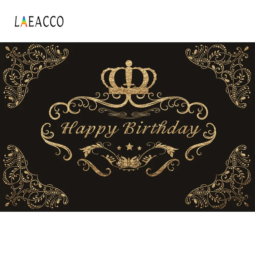 Laeacco фото фон золотая корона цветок счастливый ребенок день рождения баннер портретная фотография Фон фотосессия Фотостудия
