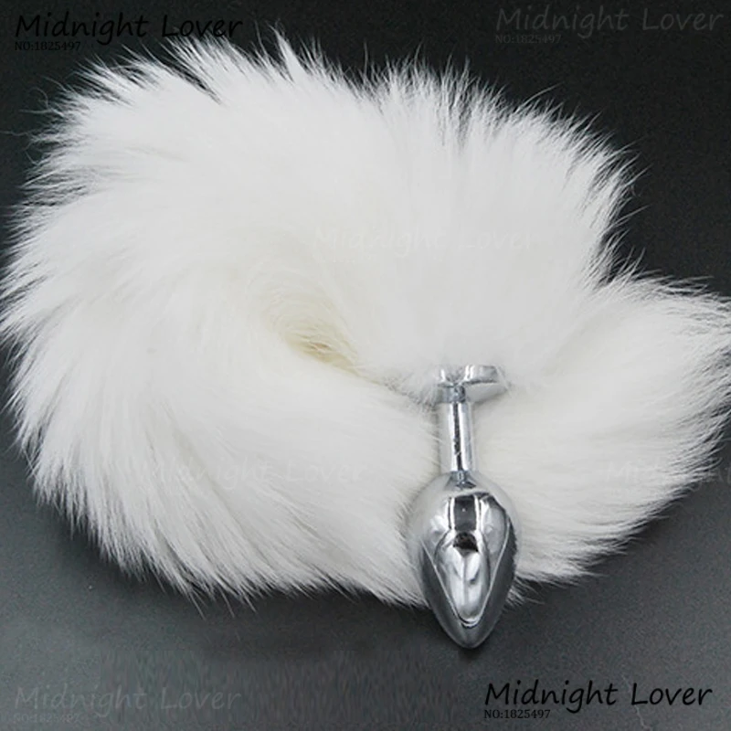 Белый Лисий хвост серебряная металлическая Анальная пробка анальная анальные