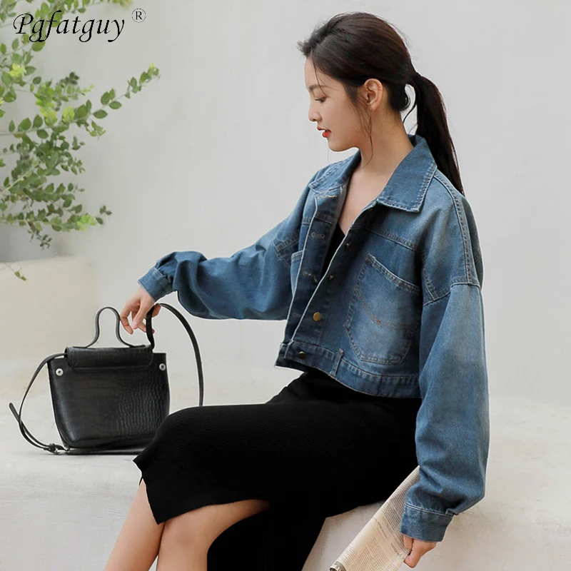 2019 Spring Big Pocket Denim Jacket Women Streetwear Loose Vintage Coat Single Breasted Casacos Feminino Jean Outerwear | Женская одежда