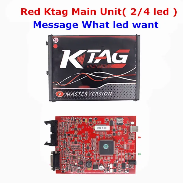 Безлимитный V2.47 EU красный KTAG V7.020 4 светодиодный SW V2.25 онлайн KESS V2 V5.017 K-TAG 7,020 Master V2.23 KESS OBD2 тюнинговый ECU программист - Цвет: RED KTAG MAIN UNIT