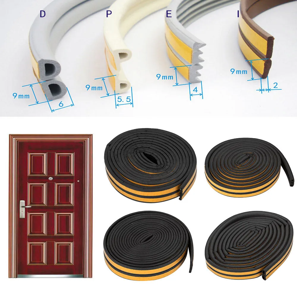 5M D/E/P/I Type Foam Weather Draught Excluder Self Adhesive Window Door Seal Strip Accessories Dusting Sealing TapeW5 | Дом и сад