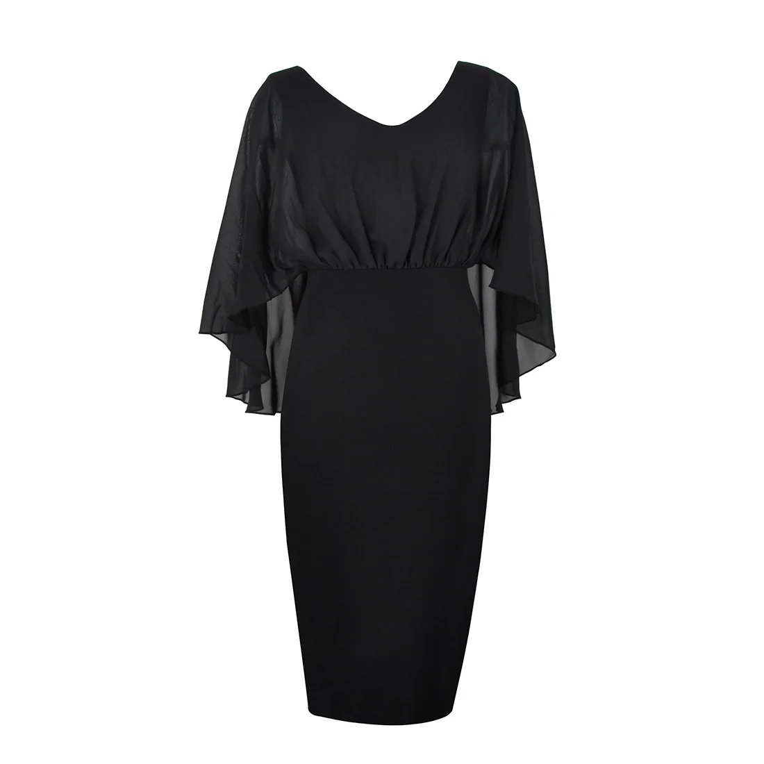 Black Dress Шифон Лоскутная Кабо Рукава Эластичный Bodycon Elegent Карандаш Платья